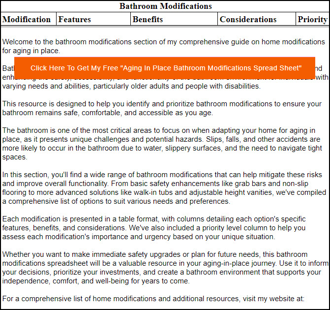 Bathroom Modification Clip from Bathroom Modifications Spreadsheet